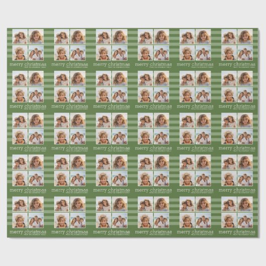 Moderne Kerstmis - Gewoon Groene en Witte Foto Cadeaupapier (Vlak)