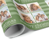 Moderne Kerstmis - Gewoon Groene en Witte Foto Cadeaupapier (Rol Hoek)