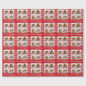 Moderne Kerstmis - Gewoon Rood en Wit Foto Cadeaupapier (Vlak)