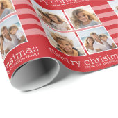 Moderne Kerstmis - Gewoon Rood en Wit Foto Cadeaupapier (Rol Hoek)