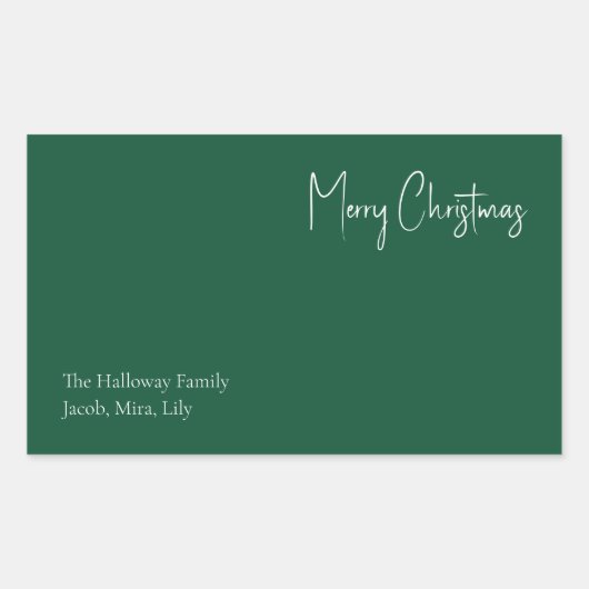 Moderne Kerstmis | Gift Label groene familie (Voorkant)