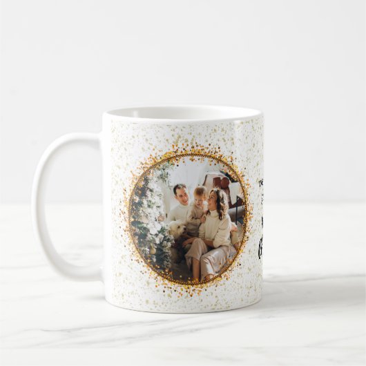 Moderne Kerstmis Glitter Fotocollage Koffiemok (Links)