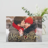 Moderne Kerstmis Gouden 2 FOTO Kaart (Staand voorkant)