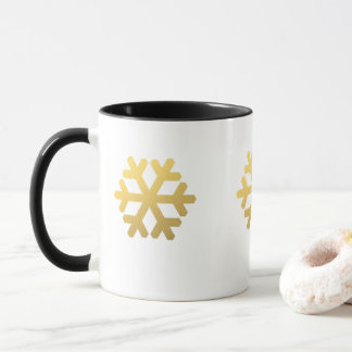 Moderne Kerstmis gouden sneeuwkristal Mok