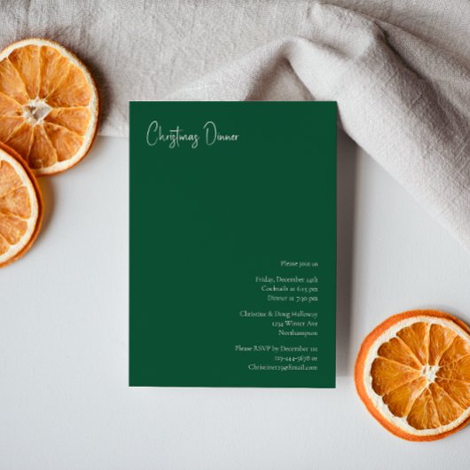 Moderne Kerstmis | Green Dinner Party Kaart