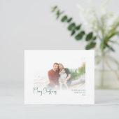 Moderne Kerstmis | Green Faded Photo Holiday Kaart (Staand voorkant)