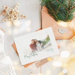 Moderne Kerstmis | Green Faded Photo Holiday Kaart