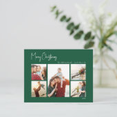 Moderne Kerstmis | Green Five-Photo Holiday Kaart (Staand voorkant)