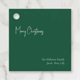 Moderne Kerstmis | Green Square Family Gift Label
