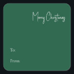 Moderne Kerstmis | Groen tot van vierkante Sticker<br><div class="desc">Deze moderne kerst | Groen tot van vierkante sticker is perfect voor uw minimalistische shabby chic boho groene en witte vakantie groet. De minimale witte handgeschreven kalligrafie is delicaat en robuust, terwijl het klasje en elegant blijft. U zult vinden dat alles over dit product editable is, zodat voel vrij om...</div>