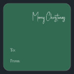 Moderne Kerstmis | Groen tot van vierkante Sticker<br><div class="desc">Deze moderne kerst | Groen tot van vierkante sticker is perfect voor uw minimalistische shabby chic boho groene en witte vakantie groet. De minimale witte handgeschreven kalligrafie is delicaat en robuust, terwijl het klasje en elegant blijft. U zult vinden dat alles over dit product editable is, zodat voel vrij om...</div>
