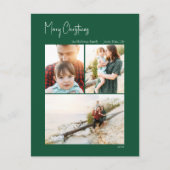 Moderne Kerstmis | Groene Verticaal 3 Foto Feestdagenkaart (Voorkant)