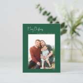 Moderne Kerstmis | Groene verticale enkele foto Feestdagenkaart (Staand voorkant)