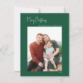Moderne Kerstmis | Groene verticale enkele foto Feestdagenkaart (Voorkant)
