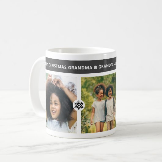 Moderne Kerstmis Grootouders 3 Foto's Koffiemok (Voorkant links)
