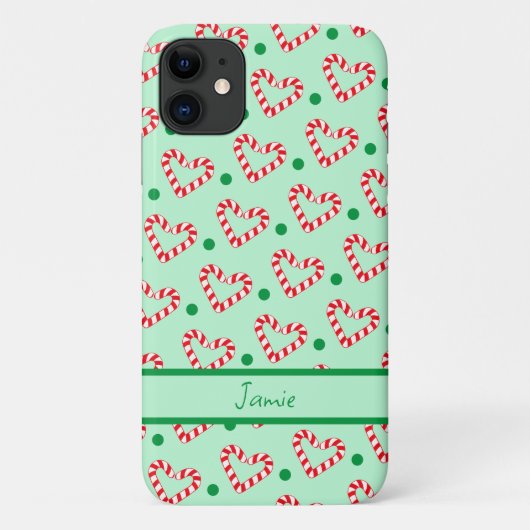Moderne Kerstmis Hart Candy Cane Case-Mate iPhone Case (Achterkant)