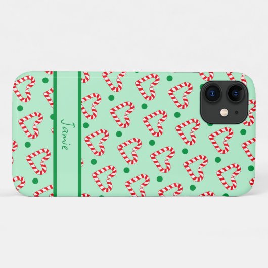 Moderne Kerstmis Hart Candy Cane Case-Mate iPhone Case (Achterkant (horizontaal))
