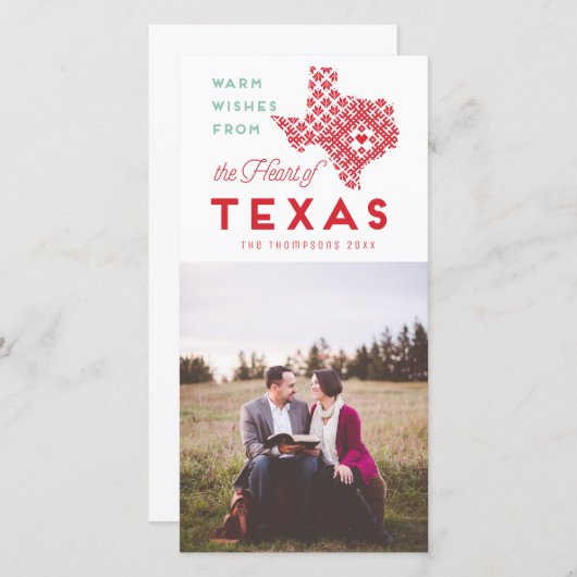 Moderne Kerstmis-hartslag van Texas Photo Greeting Feestdagenkaart (Voorkant / Achterkant)