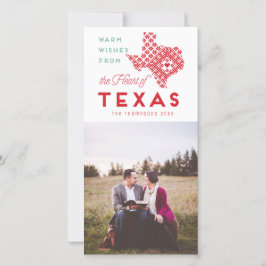 Moderne Kerstmis-hartslag van Texas Photo Greeting Feestdagenkaart