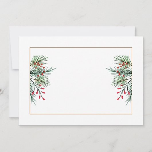 Moderne kerstmis Holly Berry Leaves Dank je wel (Achterkant)