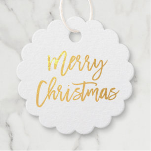 Moderne kerstmis in penseel script Gold Foil Bedankjes Labels