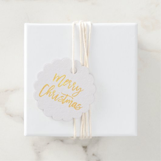 Moderne kerstmis in penseel script Gold Foil Bedankjes Labels (Met doos)