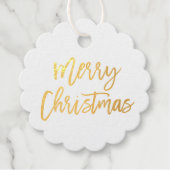 Moderne kerstmis in penseel script Gold Foil Bedankjes Labels (Voorkant)