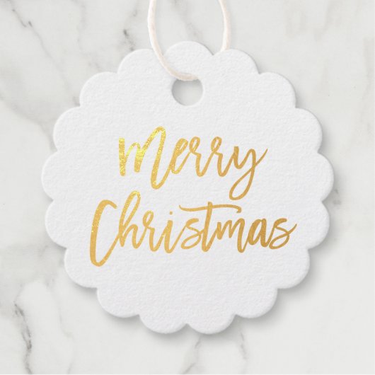 Moderne kerstmis in penseel script Gold Foil Bedankjes Labels (Voorkant)
