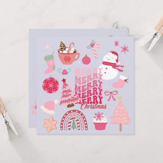 Moderne Kerstmis Kaart (Voorkant / Achterkant in situ)