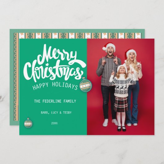 Moderne Kerstmis Kaart (Voorkant / Achterkant)