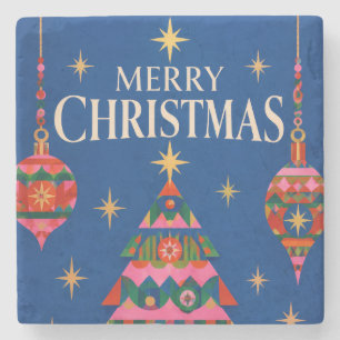 Moderne Kerstmis, Kerkelijke Kerstmis Typografie Stenen Onderzetter