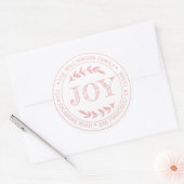 Moderne Kerstmis Kerstvreugde Retouradres Roze Ronde Sticker (Envelop)