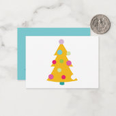 Moderne Kerstmis | Kleurrijke Whimsical | Retro Notitiekaartje (Voorkant / Achterkant in situ)