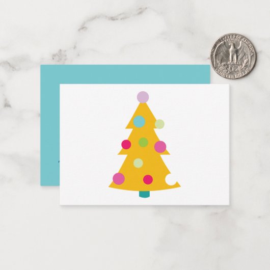 Moderne Kerstmis | Kleurrijke Whimsical | Retro Notitiekaartje (Voorkant / Achterkant in situ)