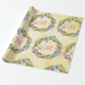 Moderne Kerstmis Krans Rood Geel Letter  Cadeaupapier (Uitgerold)