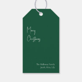 Moderne Kerstmis | Labels voor groene familie Cadeaulabel