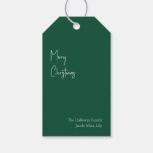 Moderne Kerstmis   Labels voor groene familie Cadeaulabel
