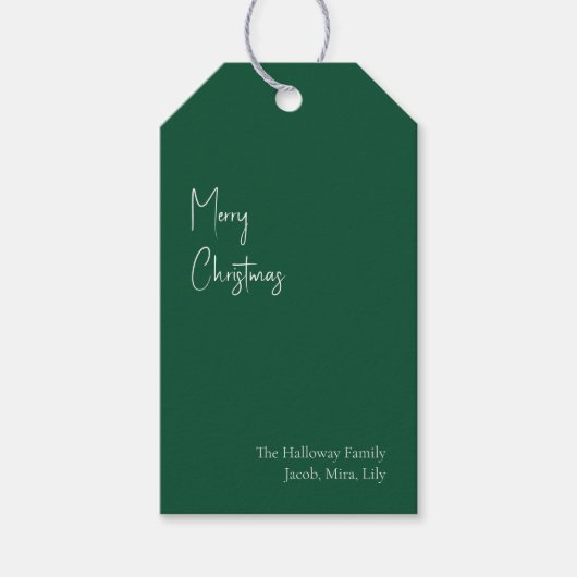 Moderne Kerstmis | Labels voor groene familie Cadeaulabel (Voorkant)