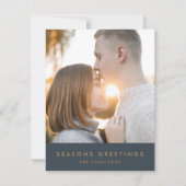 Moderne Kerstmis | Leistgrijze en goudfoto Feestdagenkaart (Voorkant)