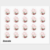 Moderne Kerstmis Lettertype Rood Lint Ronde Sticker (Vel)