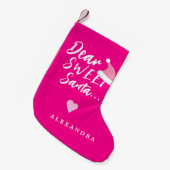 Moderne Kerstmis lieve Kerstman script jouw naam r Kleine Kerstsok (Voorkant (Hangend))