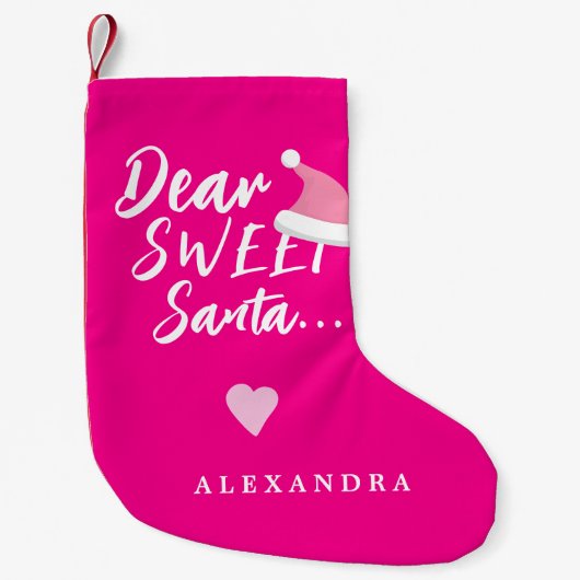 Moderne Kerstmis lieve Kerstman script jouw naam r Kleine Kerstsok (Voorkant)