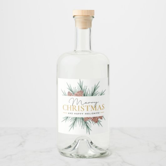 Moderne Kerstmis Likeurfles Etiket (Voorkant)