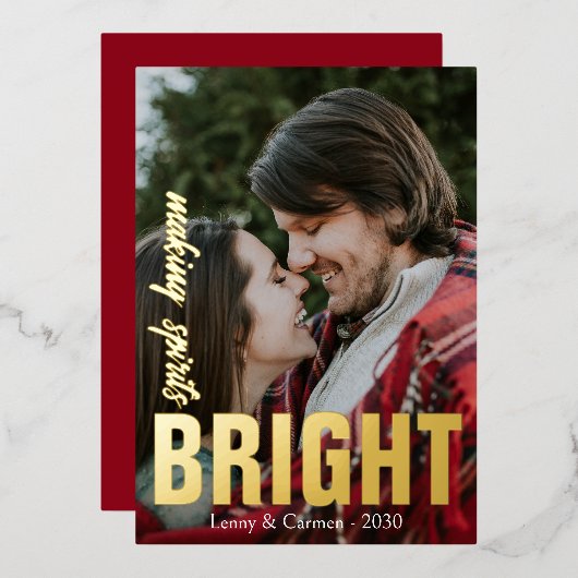 Moderne Kerstmis Making Sprits Bright Folie Feestdagenkaart (Voorkant / Achterkant)