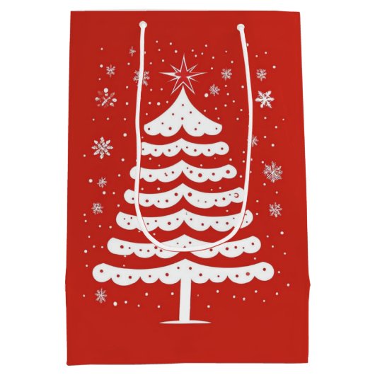 Moderne Kerstmis Medium Cadeauzakje (Achterkant)