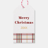 Moderne Kerstmis Merry Christmas geruite cadeaubij Cadeaulabel (Voorkant)