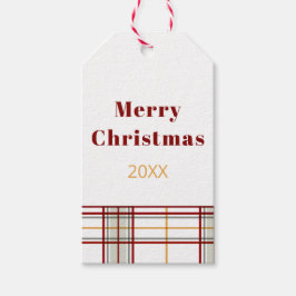 Moderne Kerstmis Merry Christmas Plaid Cadeaubijsl Cadeaulabel