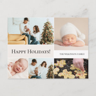 Moderne Kerstmis met 5 foto's voor het gezin Feestdagenkaart