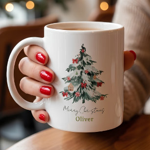 Moderne Kerstmis met Eigen Naam Koffiemok