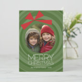 Moderne kerstmis met foto rood feestdagenkaart (Staand voorkant)